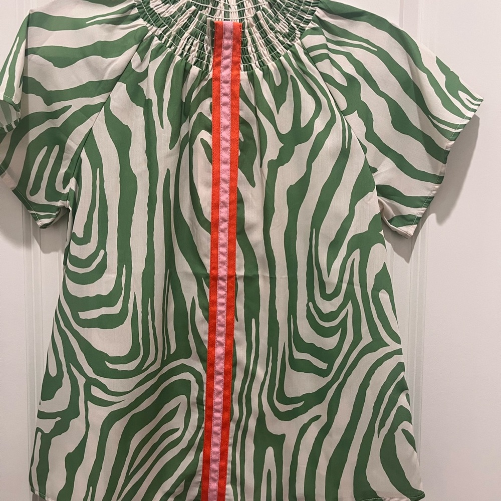 THML Zebra Pattern Blouse with Vibrant Stripe